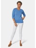 GOLDNER Rundhalspullover Sommerlicher Strickpullover mit Ajourmuster in jeansblau