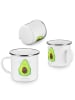 Mr. & Mrs. Panda Camping Emaille Tasse Avocado Glücklich ohne Sp... in Weiß