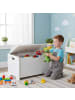 relaxdays Spielzeugtruhe "Bär" in Weiß - (B)60 x (H)48 x (T)38 cm