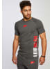 Leif Nelson Herren Gym T-Shirt Rundhals LN-6279 in anthrazit-rot