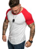 Amaci&Sons Basic Oversize Raglan T-Shirt mit Rundhalsausschnitt OMAHA in Weiß/Rot