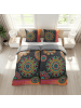 Traumschloss Comfort Flanell Bettwäsche - Izett - bunte Mandalas auf dunklem Hintergrund in bunt