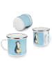 Mr. & Mrs. Panda Camping Emaille Tasse Pinguin Blumen ohne Spruch in Eisblau