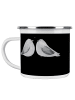 Mr. & Mrs. Panda Emaille Tasse Verlobungsfeier Abenteuer mit Spruch in Schwarz