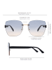 styleBREAKER Rahmenlose Rechteckige Sonnenbrille in Schwarz / Grau-Rose Verlauf