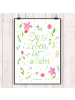 Mr. & Mrs. Panda Wandbild Blumen Leben mit Spruch in Bunt