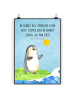 Mr. & Mrs. Panda Wandbild Pinguin Surfer mit Spruch in Eisblau