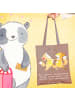 Mr. & Mrs. Panda Strandtasche Tanzen Trainerin mit Spruch in Braun Pastell