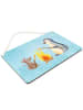 Mr. & Mrs. Panda Schild Pinguin Lagerfeuer ohne Spruch in Eisblau