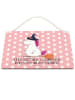 Mr. & Mrs. Panda Deko Schild Einhorn Hexe mit Spruch in Rot Pastell