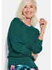 GOLDNER Strickpullover Eleganter glitzernder U-Boot-Pullover in smaragd