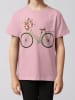 wat? Apparel T-Shirt Fahrrad mit Blumen in Rosa