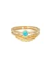 Elli Ring 925 Sterling Silber Boho, Feder, Ring Set in Gold