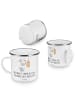 Mr. & Mrs. Panda Camping Emaille Tasse 8. Hochzeitstag Blechhoch... in Weiß