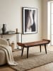KADIMA DESIGN Sitzbank Echtleder / Massivholz Bank 125x51x38 cm Modern,