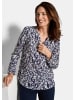 GOLDNER Jerseybluse Elegantes Blusenshirt mit V-Ausschnitt in blau / gemustert