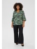 KAFFE curve Kurzarm-Bluse KCleane Regular fit in Green/Black Animal