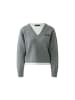 Oui Strickpullover mit V-Ausschnitt und verkürzter Länge in Steel Grey