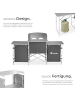 tectake Campingküche XXL mit Aluminiumgestell und 5 Fächern  172 x 52 x 104 cm, grau