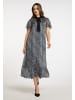 faina Midikleid Mit Leoprint in Grau