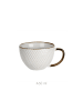 Siaki Collection Großer Becher für Kaffee oder Tee mit Untertasse in Beige, 11,6 x 7,6 x 15 cm