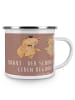 Mr. & Mrs. Panda Camping Emaille Tasse Braut Tag mit Spruch in Braun Pastell
