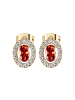 Jacques Lemans Damen-Ohrringe Edelstahl mit Zirkonia Rot/Gold
