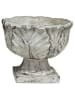 AltoBelli Blumentopf VERONA auf Fuß mit Blatt Muster Creme Zement 17x14 cm
