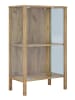 VCM  Glasvitrine Jensol mit ESG Glas Kommode stehend in Honig-Eiche