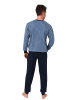 NORMANN Langarm Schlafanzug Pyjama Bündchen Minimalprint in blau
