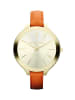 Michael Kors Slim Runway Uhr gold orange Lederarmband