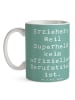Mr. & Mrs. Panda Geschenktasse Spruch Erzieher Superheld mit Spruch in Meeresbrise