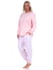 NORMANN Pyjama Schlafanzug Knopfleiste und Paysley gemusterter Hose in rosa