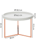KADIMA DESIGN Couchtisch JESI 58,5x42x58,5cm / Kupfer Sofatisch Metall Rund, in Weiß