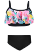 Aquarti Mädchen Bikini Set Zweiteilig Bikinislip Bustier in schwarz/gelb
