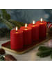 Deluxe Homeart 4er Set LED Kerzen MIA Echtwachs Deluxe 7,5x10cm mit Batterien Fernb. In rot