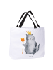 Mr. & Mrs. Panda Damen Schultertasche Katze König ohne Spruch in Weiß
