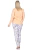 NORMANN Pyjama Schlafanzug langarm Hose floralem print in apricot