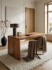 KADIMA DESIGN Schreibtisch TEKO: Massivholz Sheesham, Stauraum, stabil in Braun