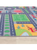 KADIMA DESIGN Kinderteppich waschmaschinenwaschbar Dorf‑ und Bauernhofplan Kinder in Grau