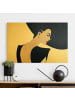 WALLART Leinwandbild Gold - Dame mit Hut in Dunkelblau in Blau