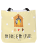 Mr. & Mrs. Panda Stofftasche Vogel Haus mit Spruch in Gelb Pastell