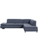 58 aufm Kessel ECKSOFA mit Ottomane rechts Kaye Flachgewebe blau