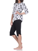 NORMANN Kurzarm Capri Schlafanzug Pyjama Tupfen Punkte Look in schwarz