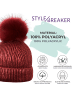 styleBREAKER Strick Bommelmütze in Bordeaux-Rot