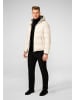 Ricano Herren Lederjacke Sean in Weiß - weiße Leder-Steppjacke mit Kapuze