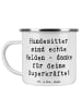 Mr. & Mrs. Panda Emaille Tasse Spruch Hundesitter Helden mit Spruch in Weiß