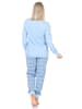 NORMANN Langarm Schlafanzug Pyjama Bündchen Ethnolook - 84670 in blau