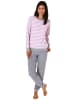 NORMANN Frottee Pyjama langarm Bündchen Streifen - 50013 in rosa