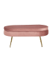 SalesFever Polsterhocker oval mit Chromfüßen in Goldoptik und Samtbezug in Rose